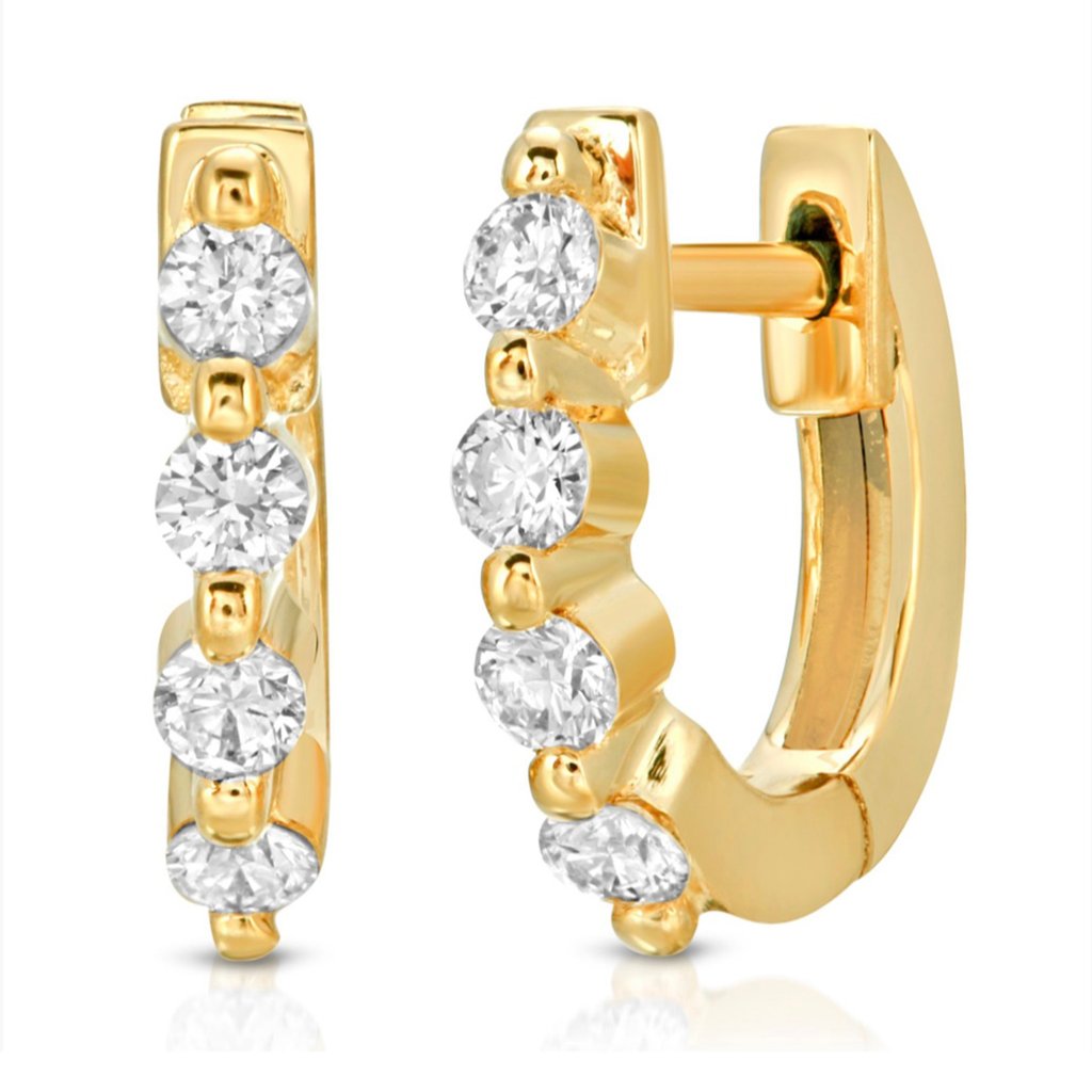 0.21 Ct Diamonds In 14k Gold 10 Mm Hoop Earrings